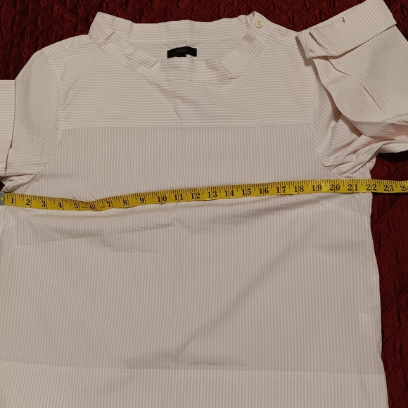 J. Crew Top FunnelNeck Striped Women Sz12 Pale Pink Long Sleeve High/Low - Picture 7 of 12